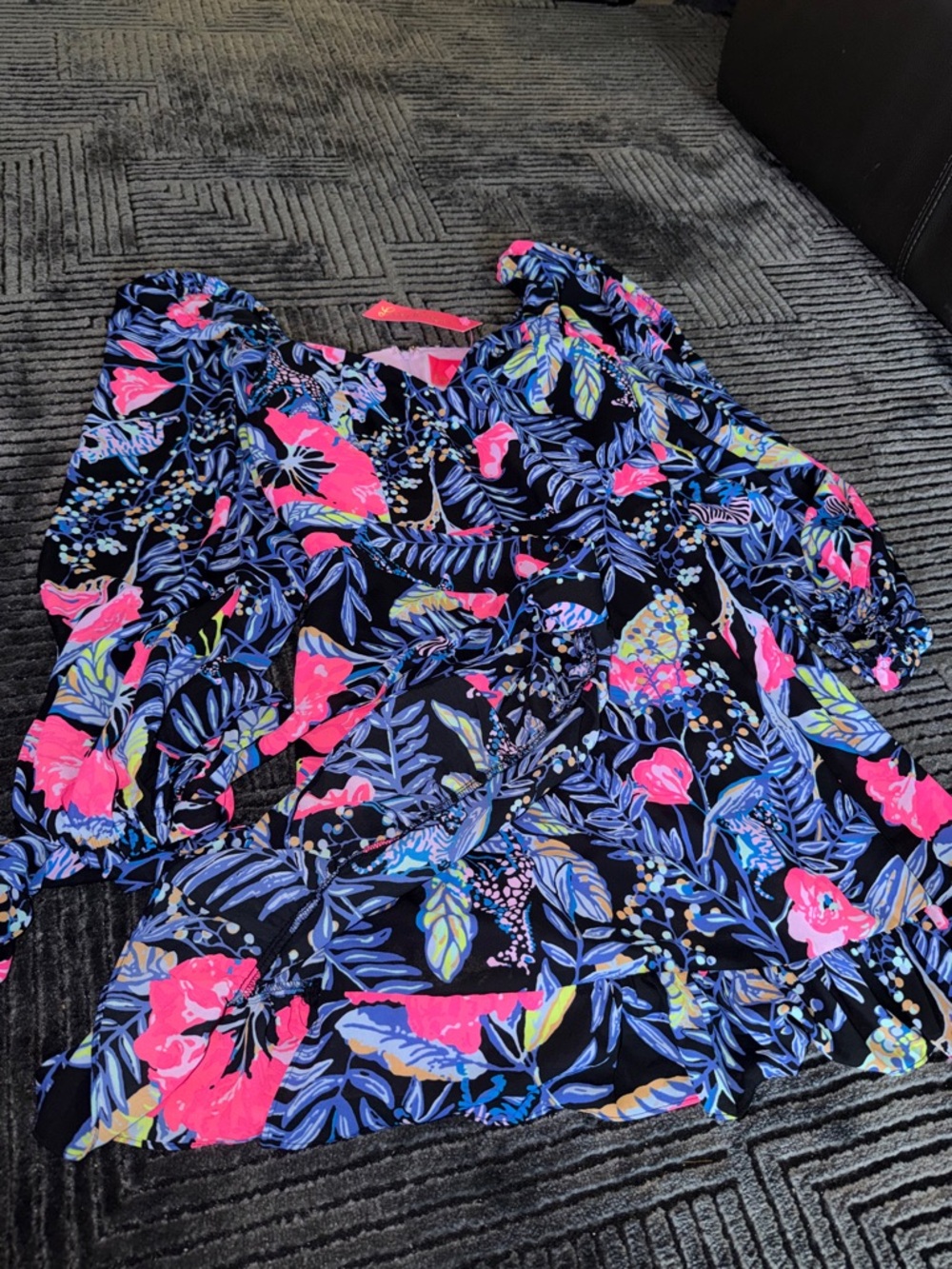 Lilly Pulitzer Navy Dress with Pink Floral Print